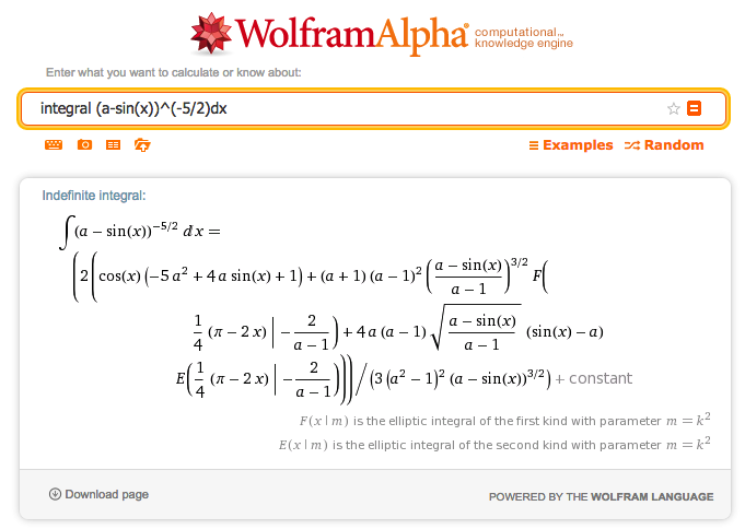 WolframAlpha Integration