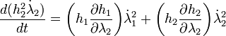 \frac{d(h_2^2 \dot{\lambda}_2)}{dt} = \biggl( h_1 \frac{\partial h_1}{\partial \lambda_2} \biggr) \dot{\lambda}_1^2 + \biggl( h_2 \frac{\partial h_2}{\partial \lambda_2} \biggr) \dot{\lambda}_2^2