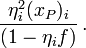~
\frac{\eta_i^2 (x_P)_i}{(1 - \eta_i f)} \, .
