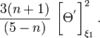 
\frac{3(n+1) }{(5-n)} ~\biggl[ \Theta^' \biggr]^2_{\xi_1}  \, .
